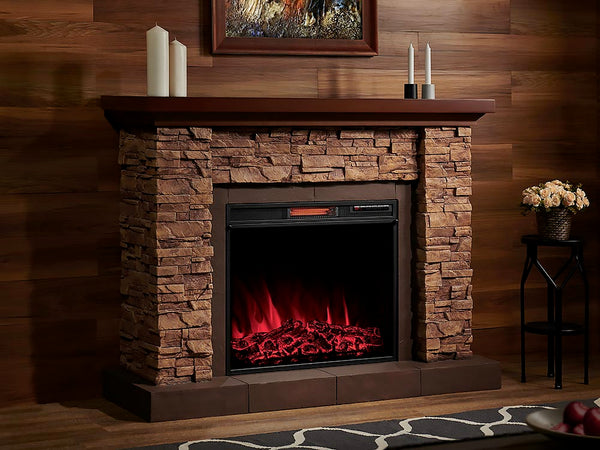 Comfort Smart Stackstone Electric Fireplace Mantel Package - CS