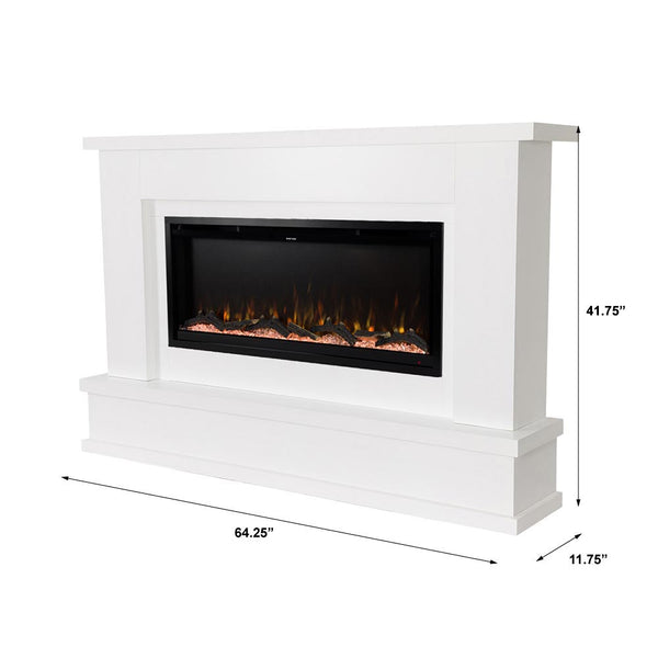 Modern Ember Patton Smart Electric Fireplace Mantel Package in White