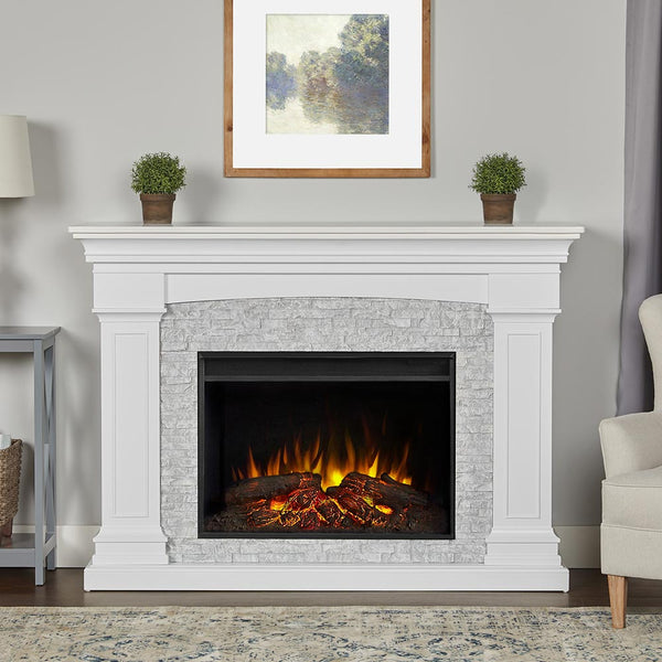 FEUERHANDマットブラックg×cセット Deland Grand Electric Fireplace Mantel Package in White – Mantels