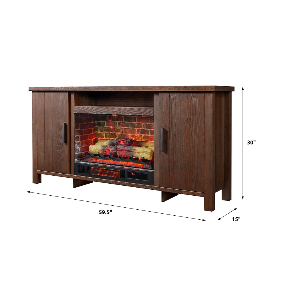 Brinley 60-in Rustic Brown Electric Fireplace TV Stand – Mantels