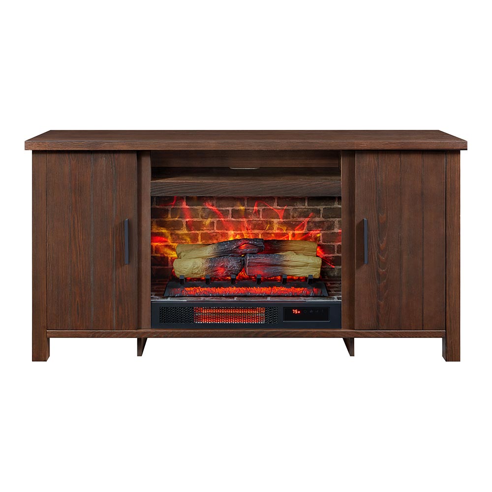 Brinley 60-in Rustic Brown Electric Fireplace TV Stand – Mantels