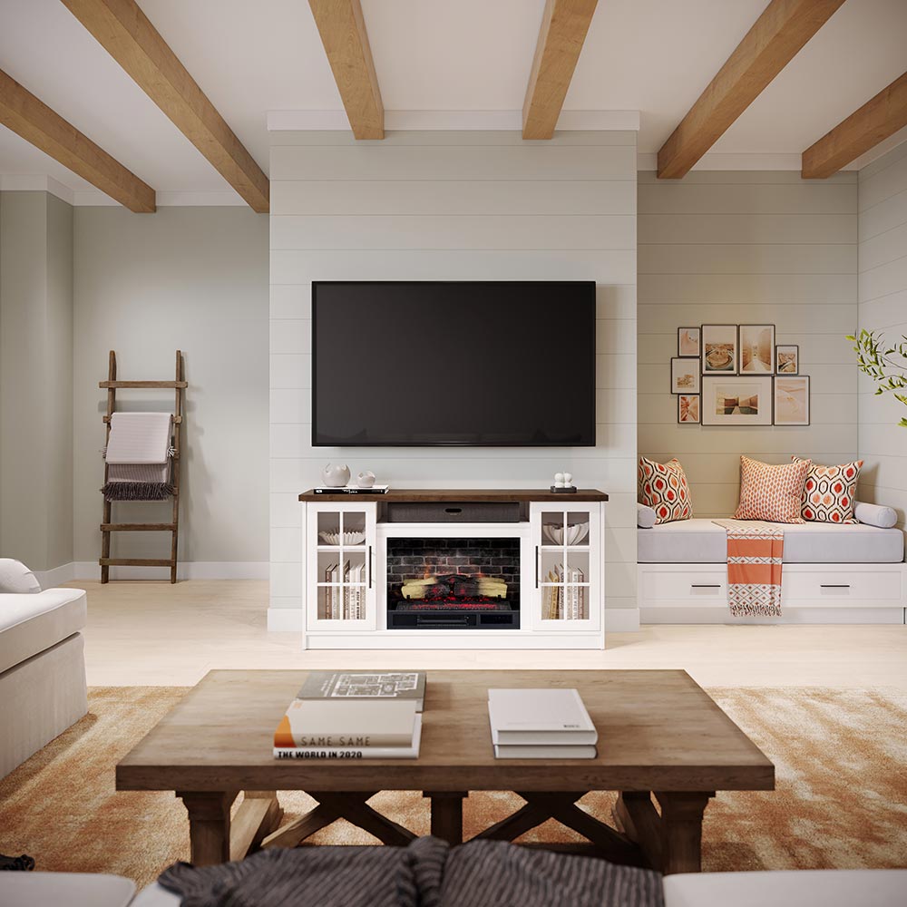 Dalton 57-in White Electric Fireplace TV Stand – Mantels Direct
