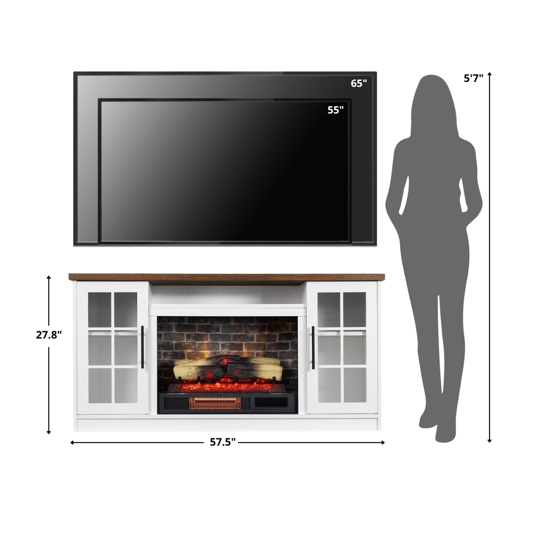 Dalton 57-in White Electric Fireplace TV Stand – Mantels Direct