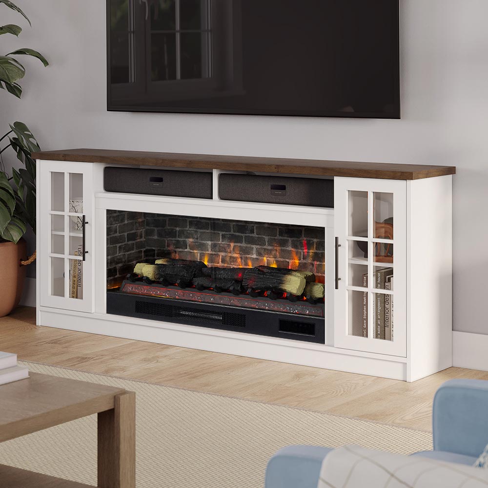 Dalton 72-in White Electric Fireplace TV Stand – Mantels Direct