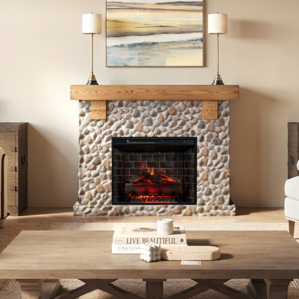 Country Living Glenbrook Smart Stone Electric Fireplace Mantel
