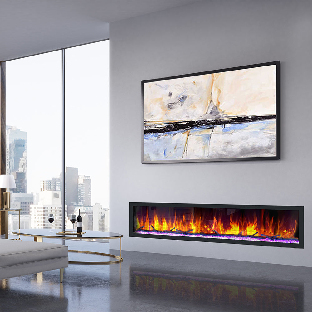 Dynasty 82-in Cascade Linear Electric Fireplace - DY-BTX82