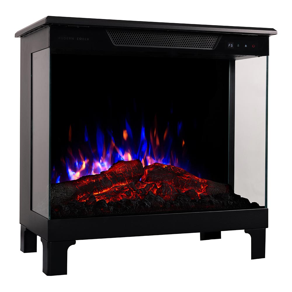Modern Ember Skyline Smart 3-Sided Black Electric Fireplace Stove