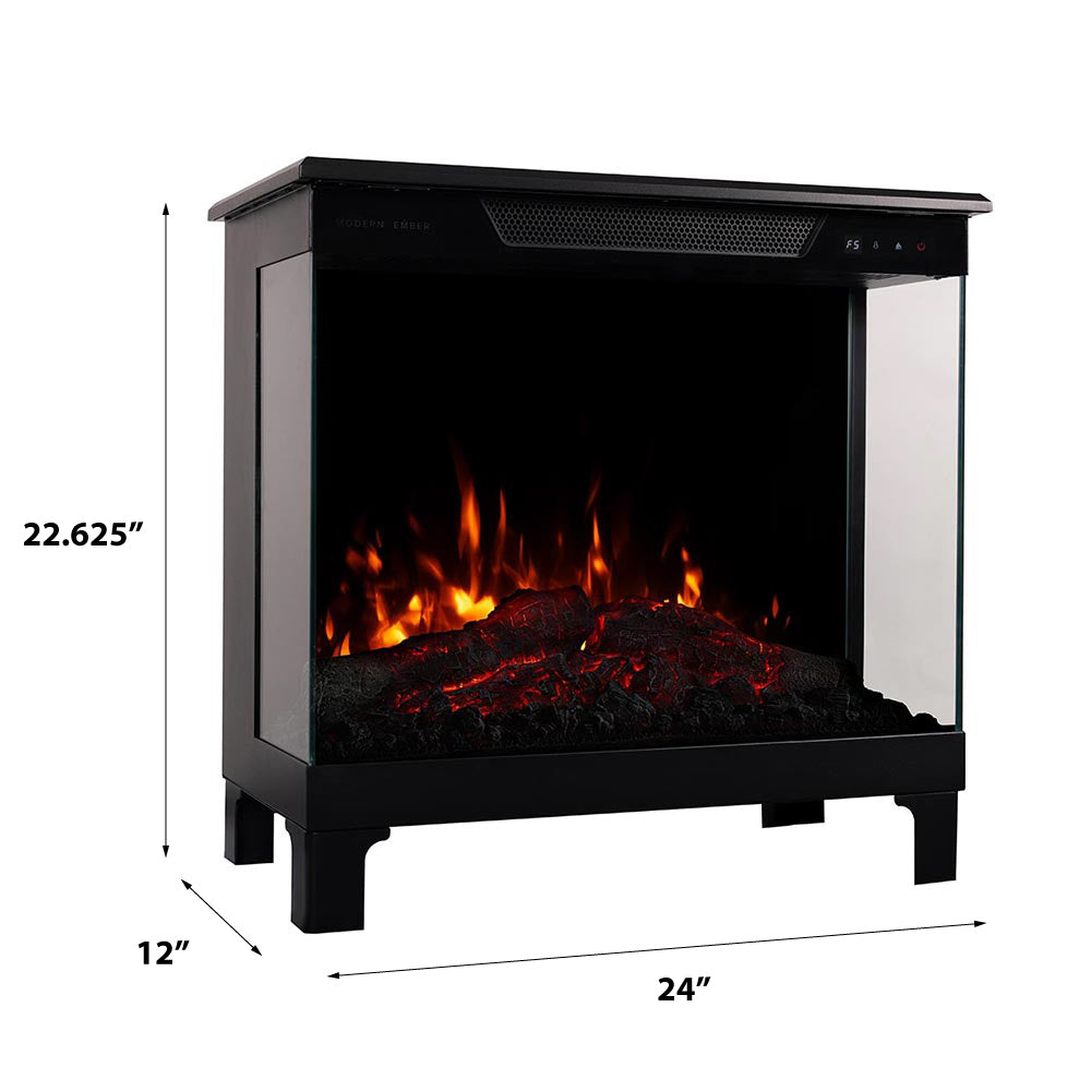 Modern Ember Skyline Smart 3-Sided Black Electric Fireplace Stove