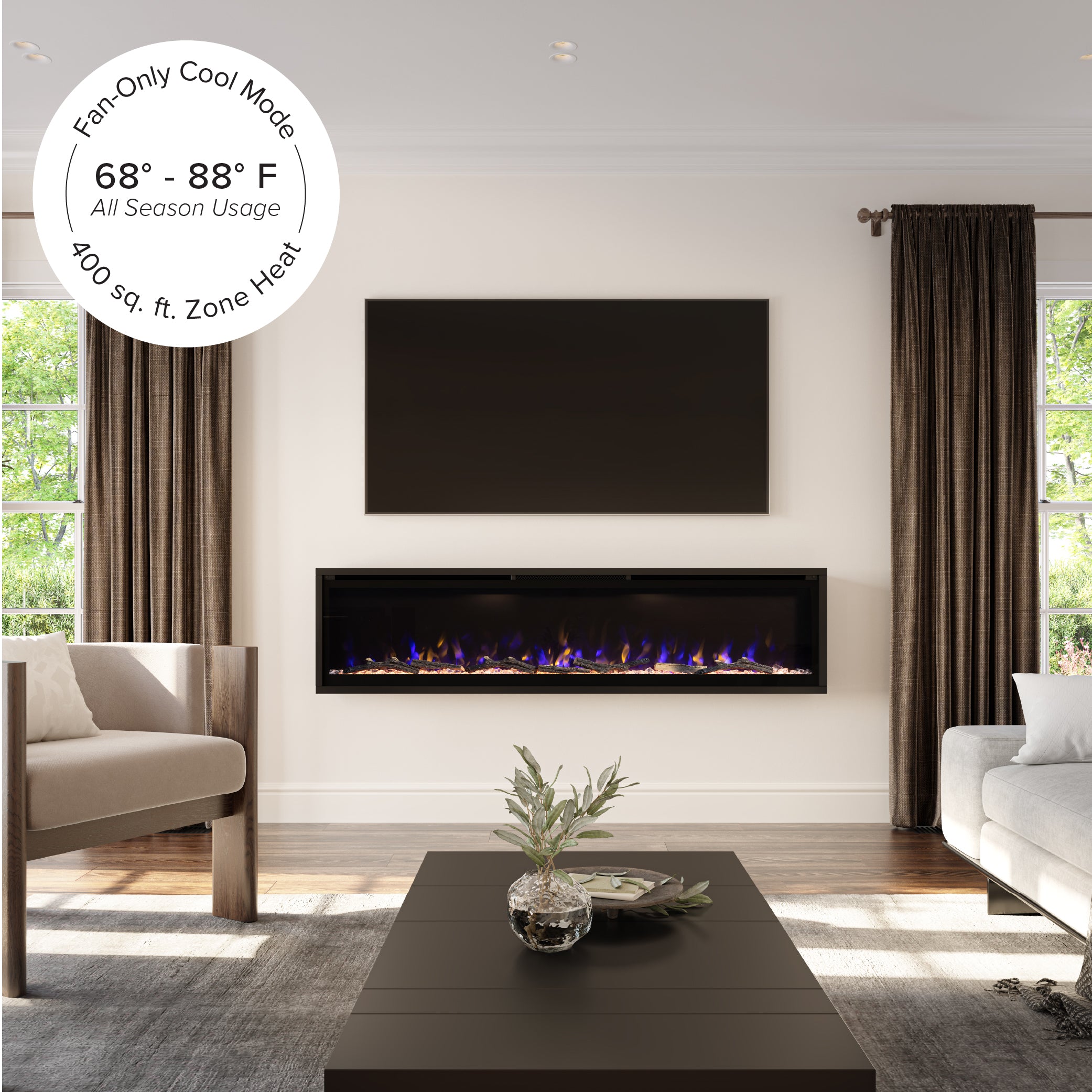 Modern Ember Aerus Smart Linear Electric Fireplace - Thumbnail 5