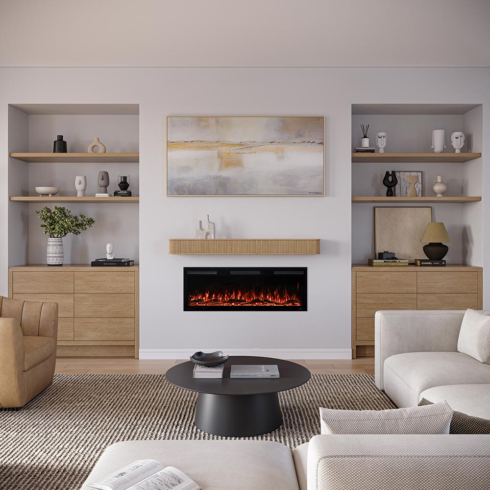 幅7 Floating Shelves Built In Gas Fireplace Wall Units Alfama Wood