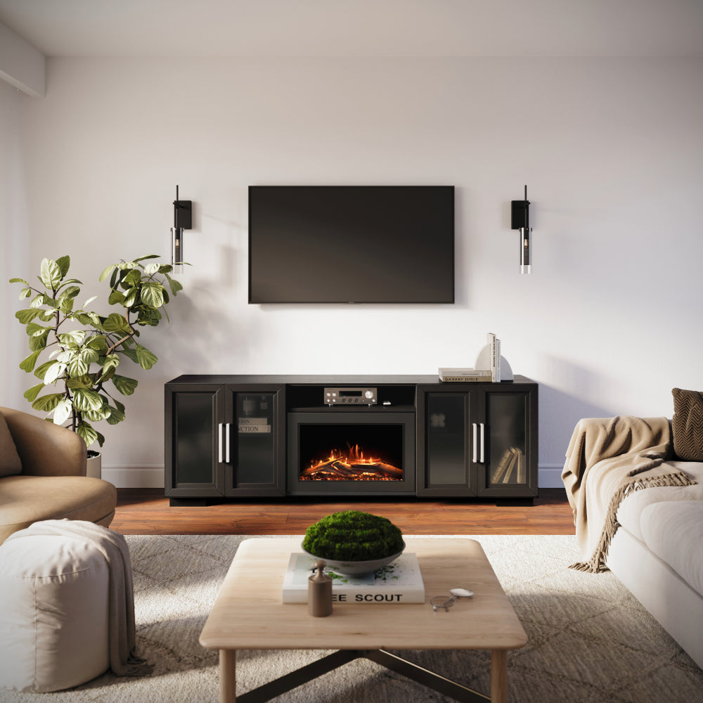 Modern Ember Channing 80-in Smart Black Electric Fireplace TV
