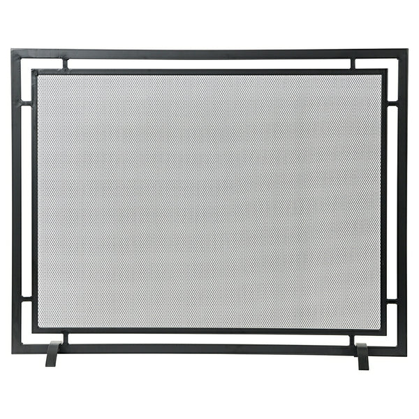 Gatsby Single Panel Fireplace Screen in Black Mantels Direct