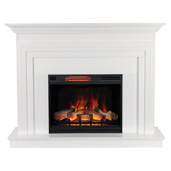Modern Ember Larimore Electric Fireplace Mantel Package in White