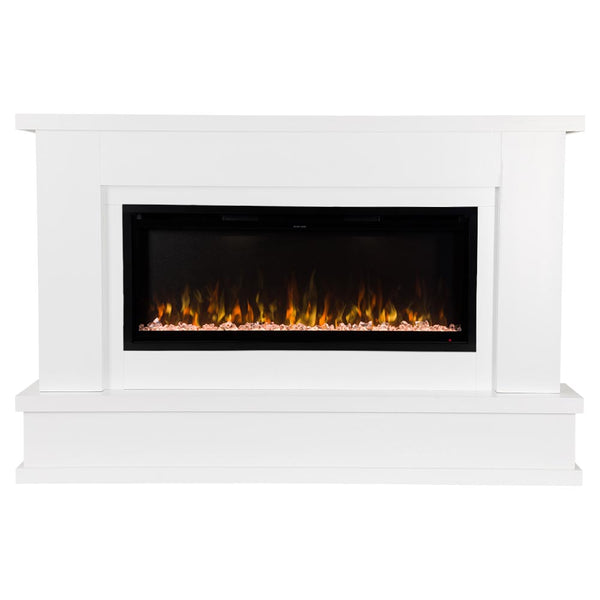 Modern Ember Patton Smart Electric Fireplace Mantel Package in White