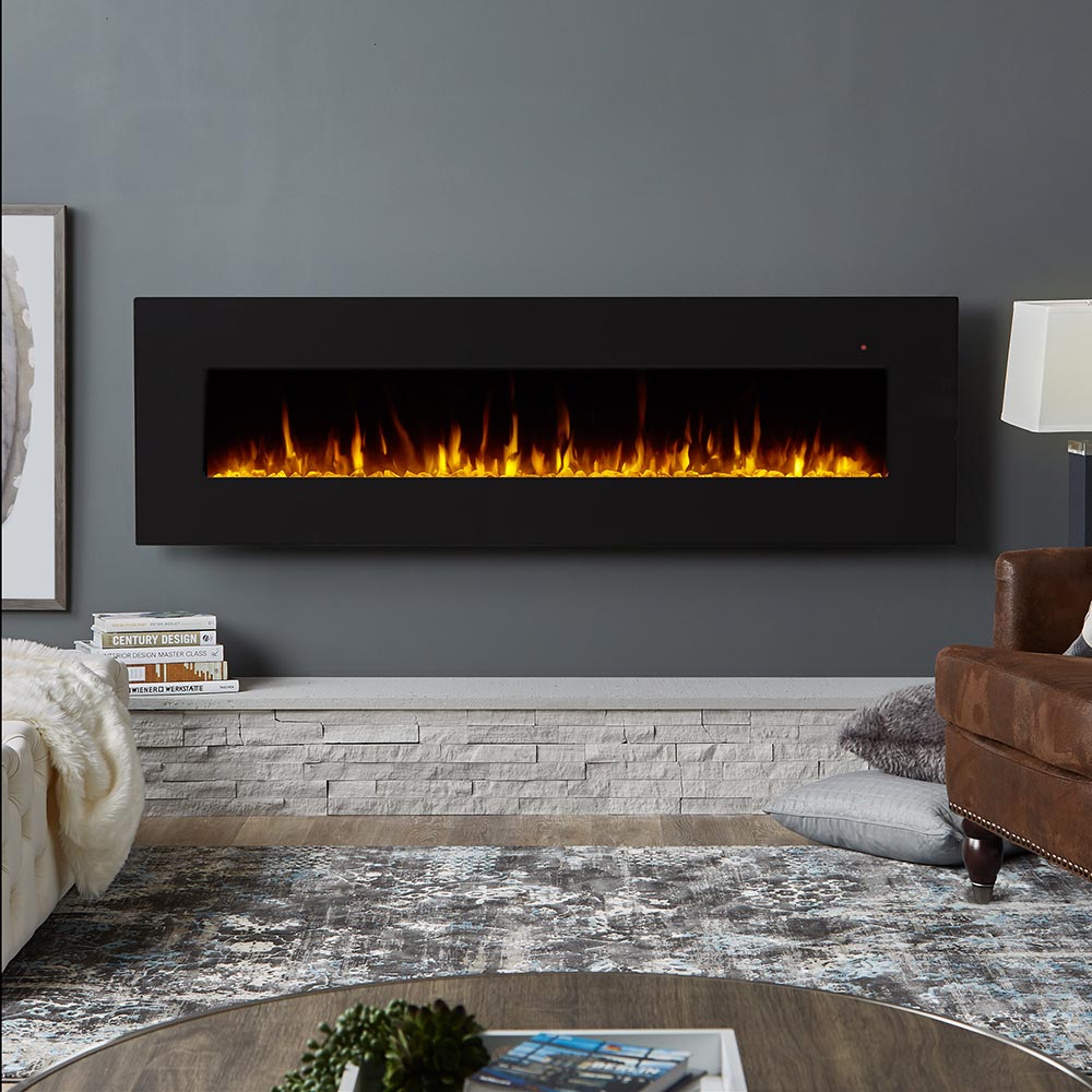 Real Flame 72-in Corretto Wall Mount Electric Fireplace 1360E-BK