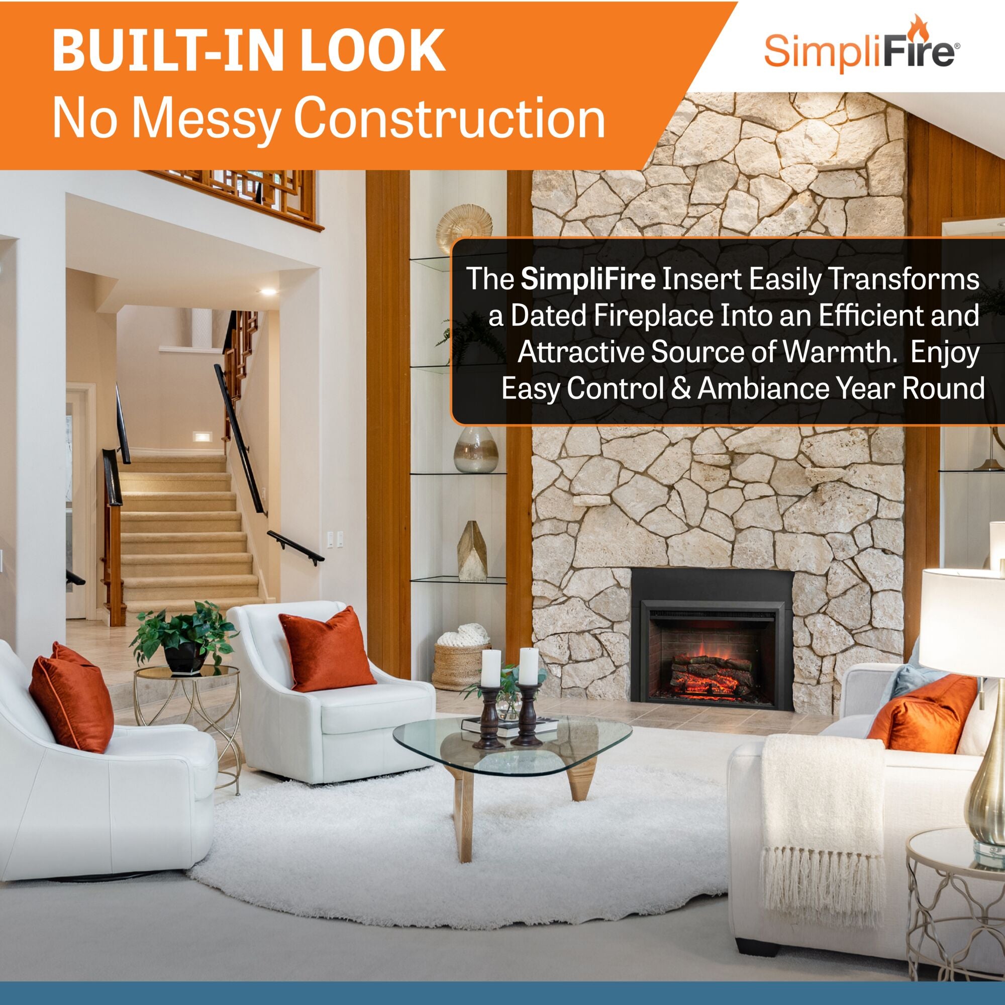 IVY ATTRACT & BASIC plus セット SimpliFire 32-In Built-In Electric Fireplace Insert with Large