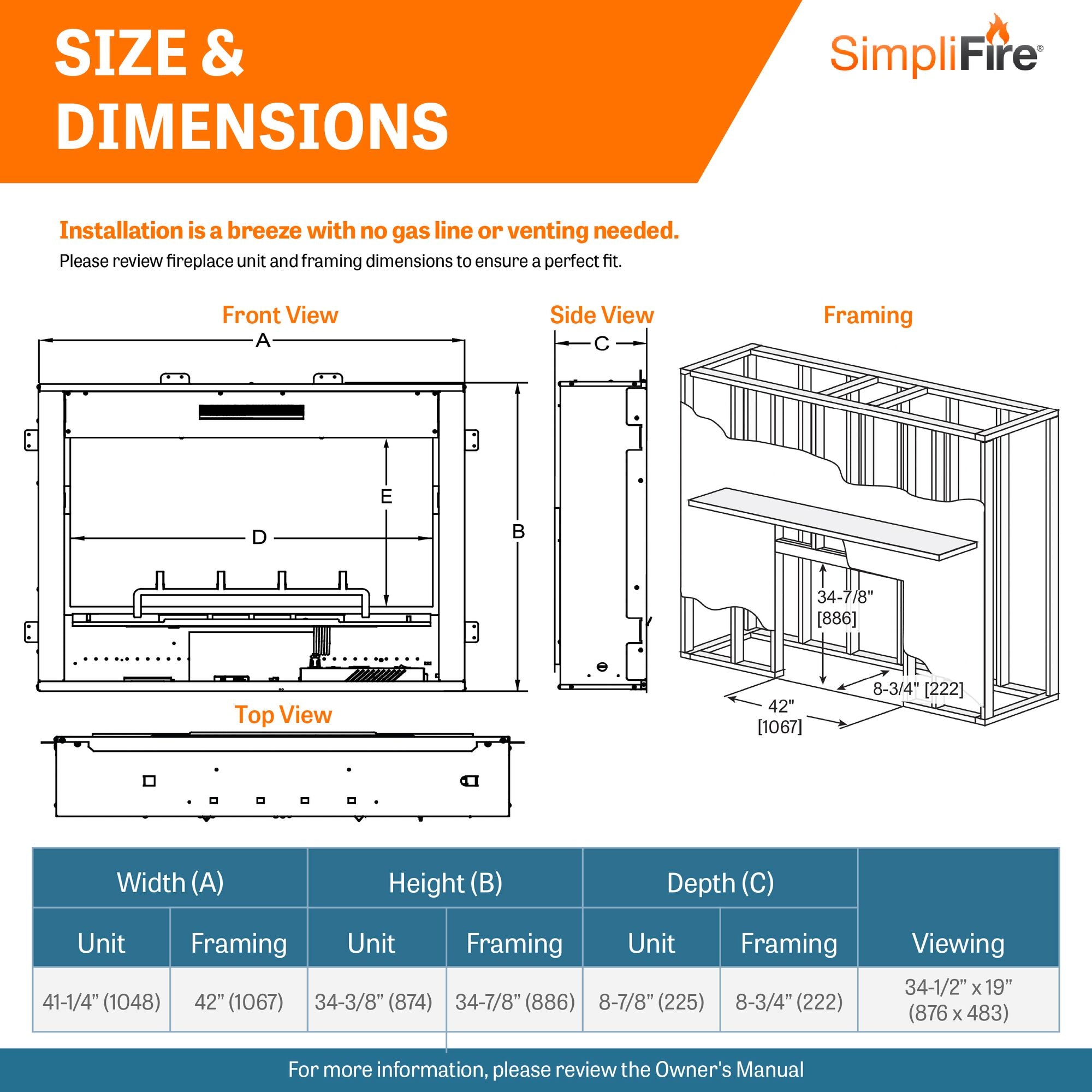 Gas Fireplace Box Dimensions