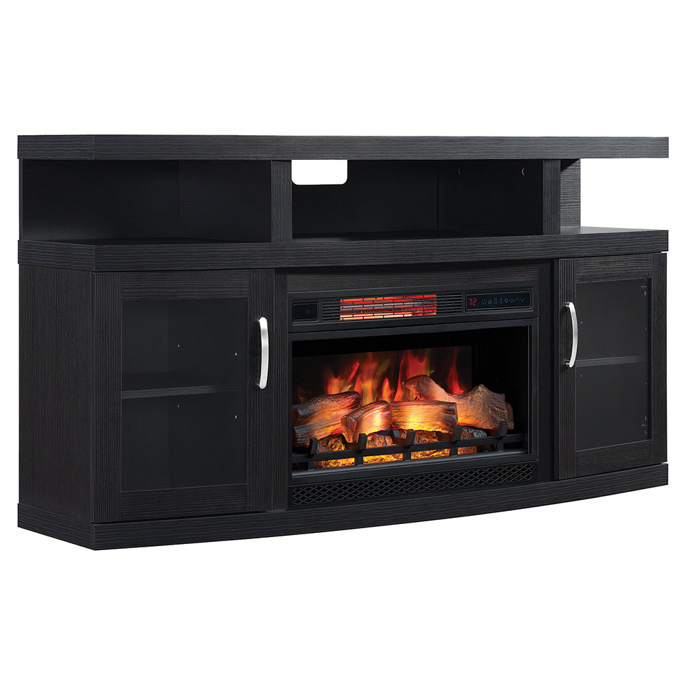 Cantilever Infrared Electric Fireplace TV Stand in Embossed Oak