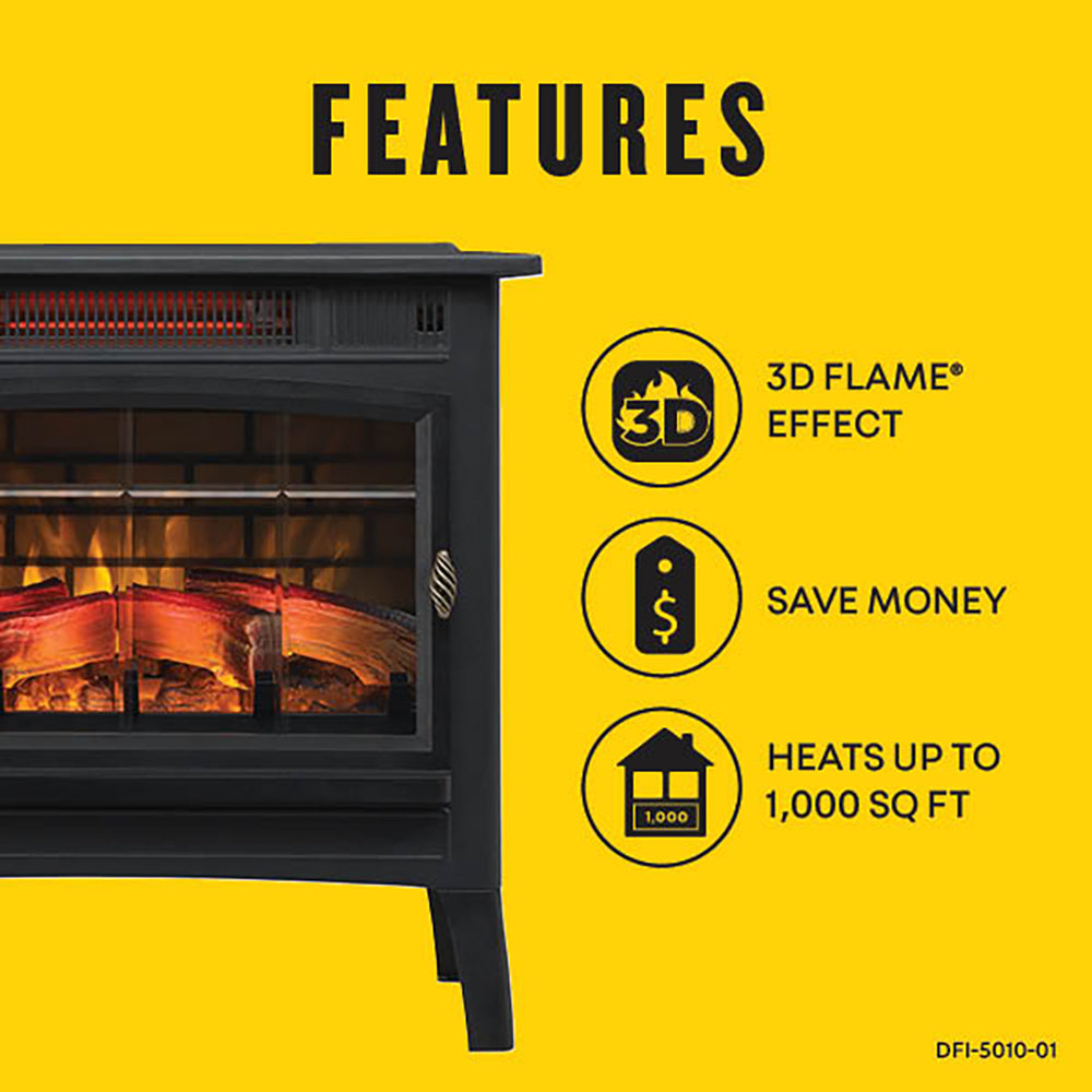 Duraflame 3D Black Infrared Electric Fireplace Stove with Remote
