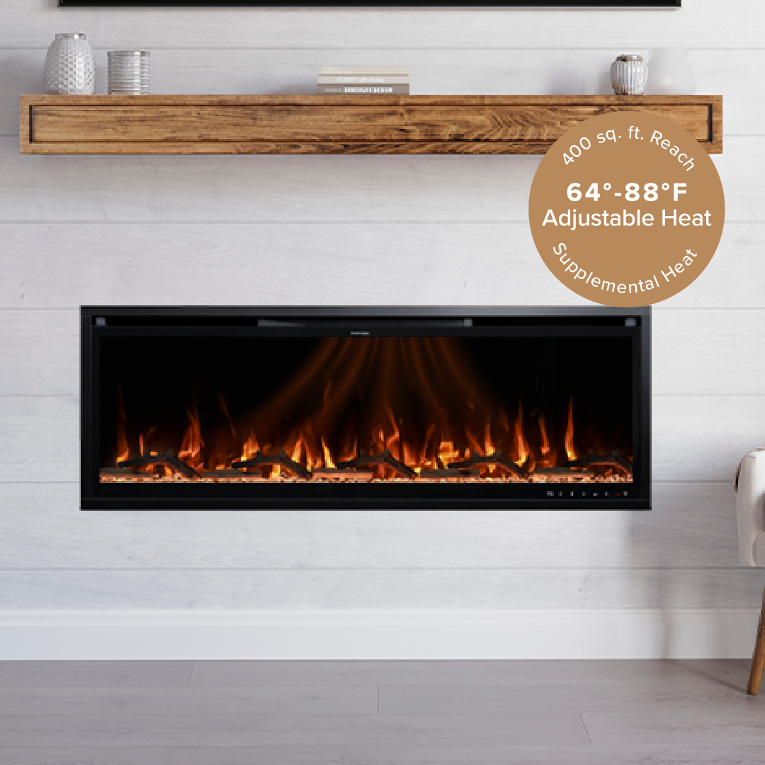 Modern Ember 50 in. Aerus LED Smart Electric Fireplace in Black