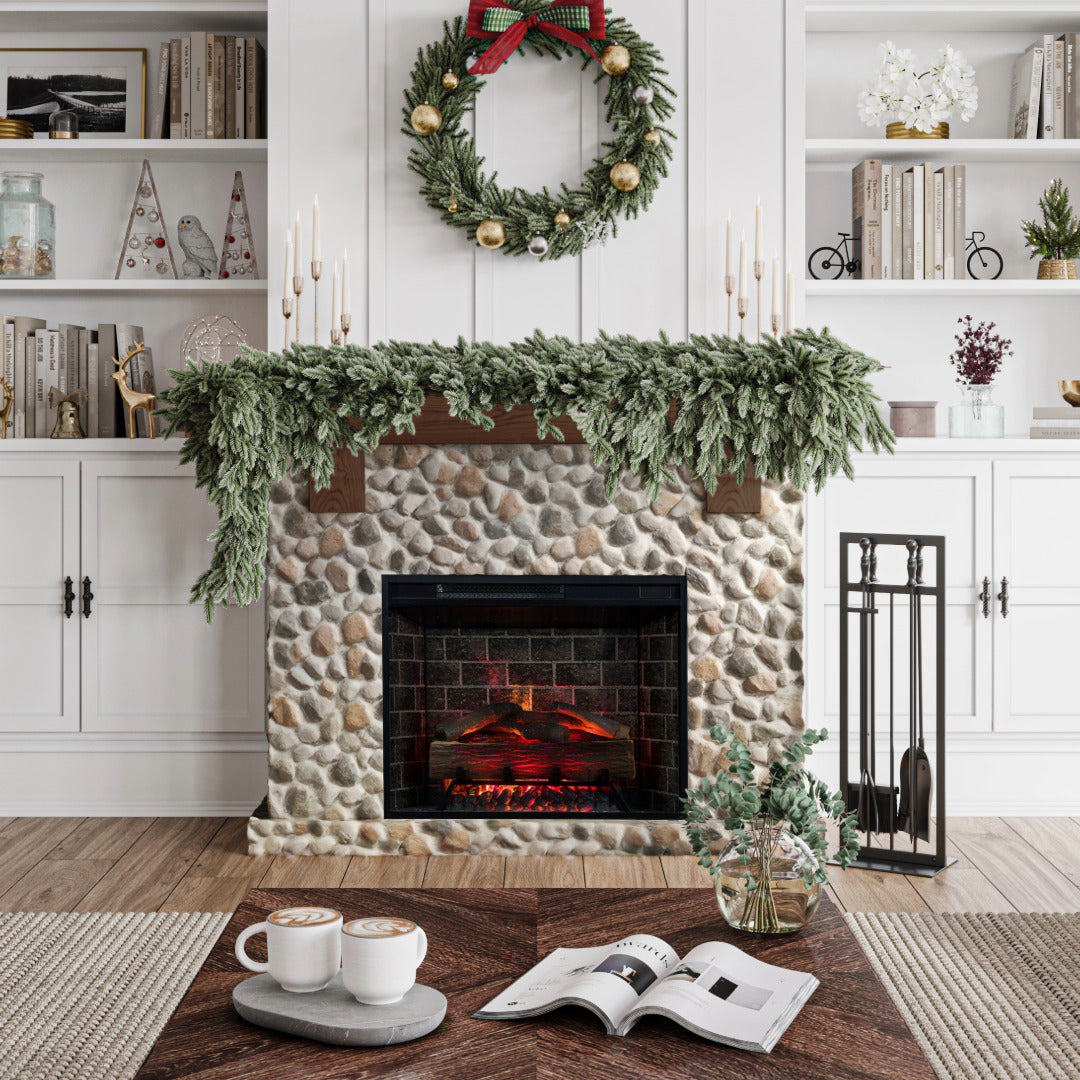 Country Living Glenbrook Smart Stone Electric Fireplace Mantel Package –  Mantels Direct, image size:1080x1080