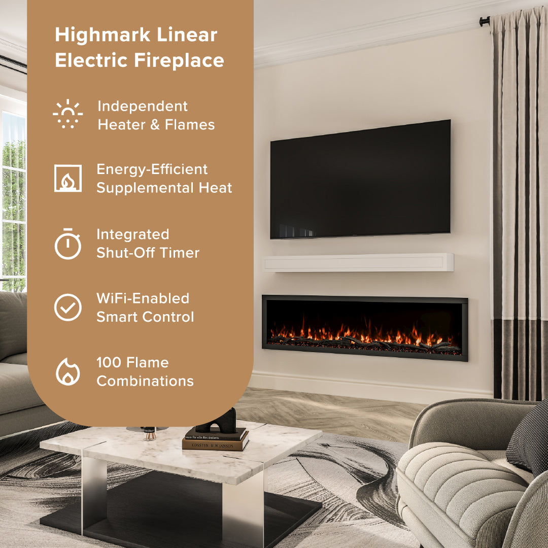 Modern Ember 72-in Highmark Built-In Linear Electric Fireplace ME
