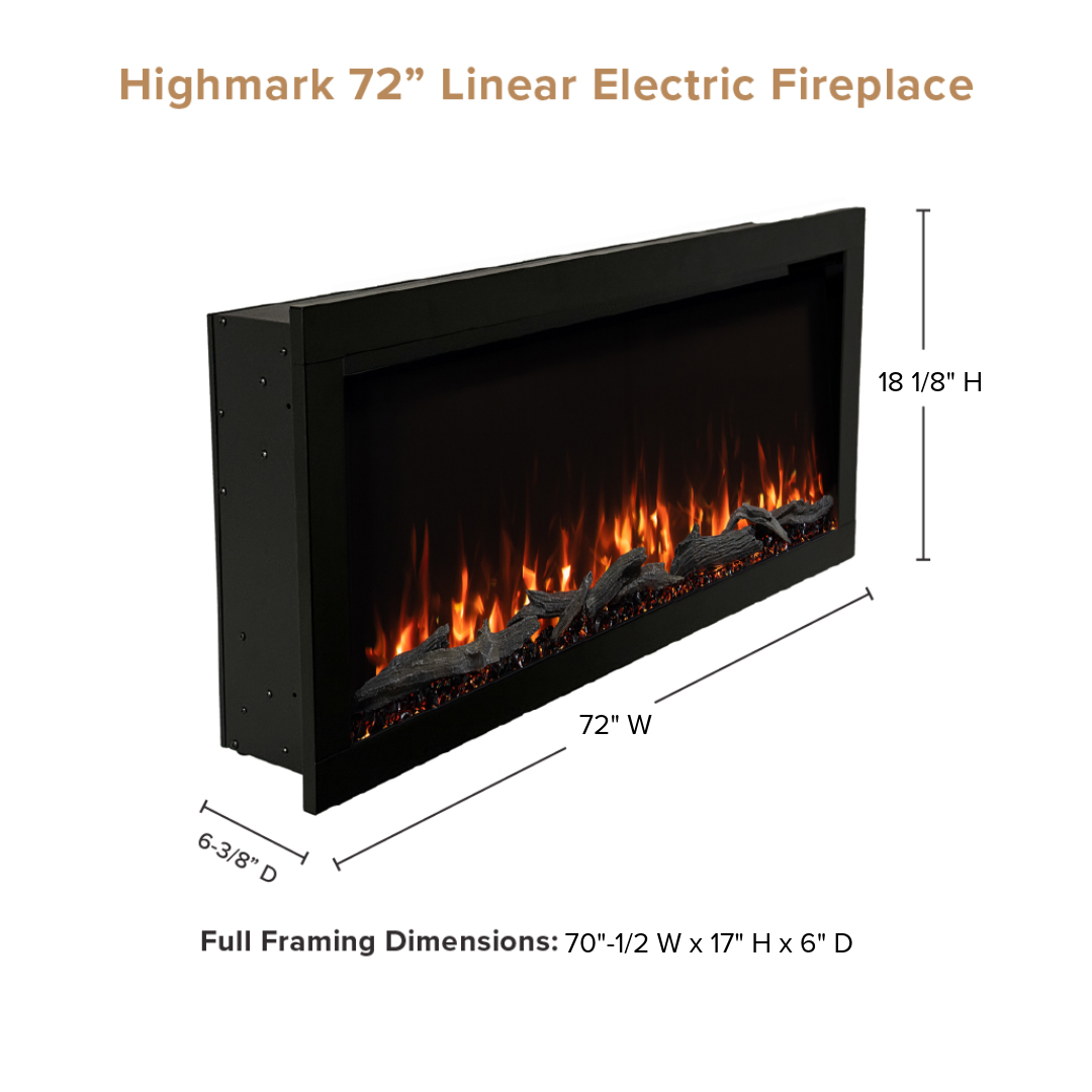 Modern Ember 72-in Highmark Built-In Linear Electric Fireplace ME