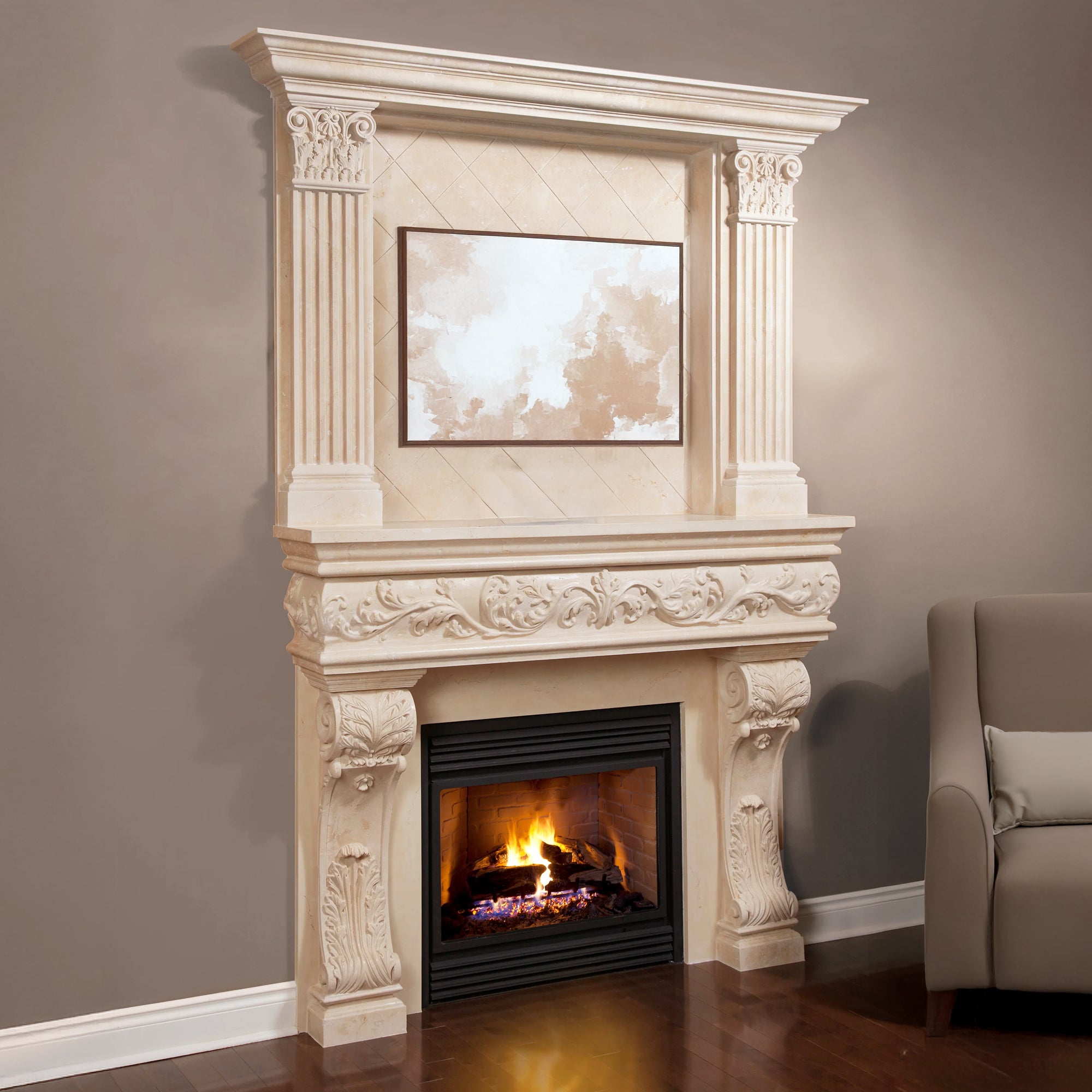 Venetian Majestic Series Stone Fireplace Mantel – Mantels Direct