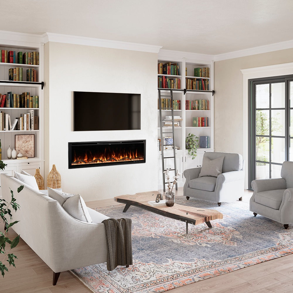 Modern Ember 60 in. Aerus LED Smart Electric Fireplace in Black