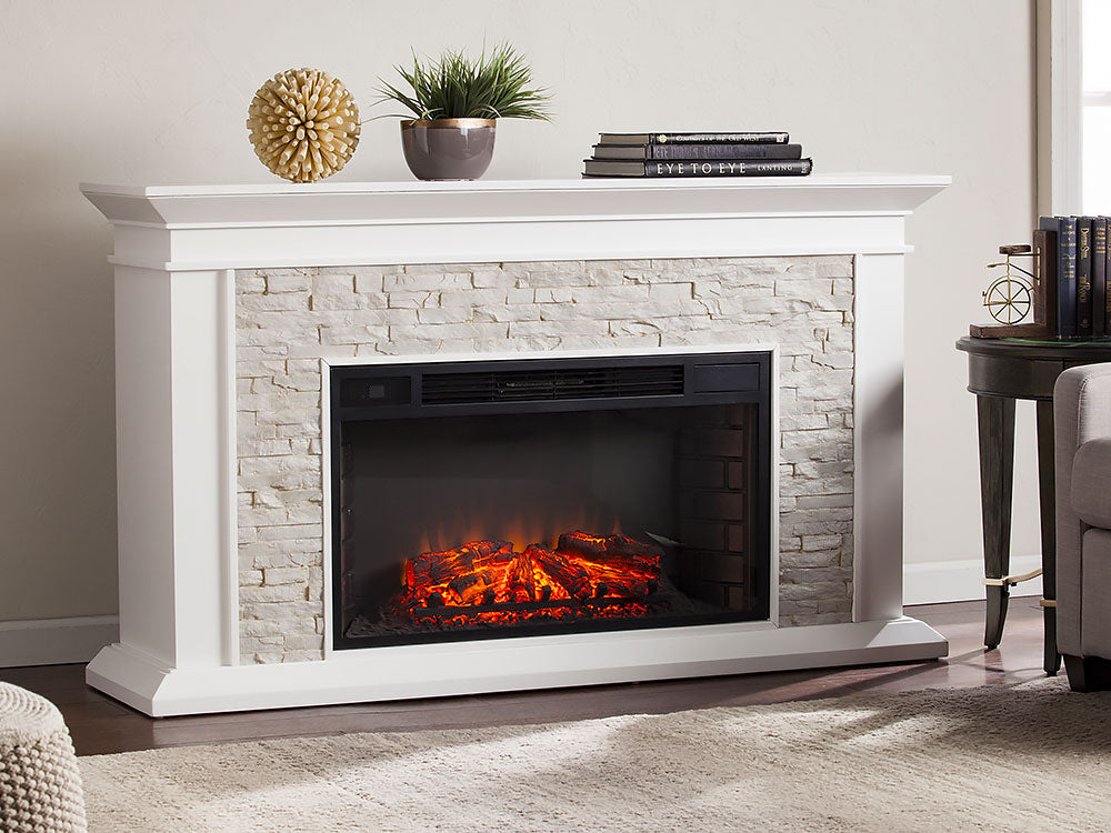 Canyon Heights White Electric Fireplace Mantel Package – Mantels Direct
