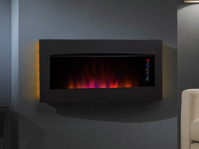 ClassicFlame 33-In Serendipity Matte Black Wall Hanging Electric